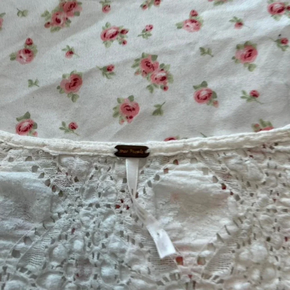 free people eyelet lace long sleeve top with henley buttons